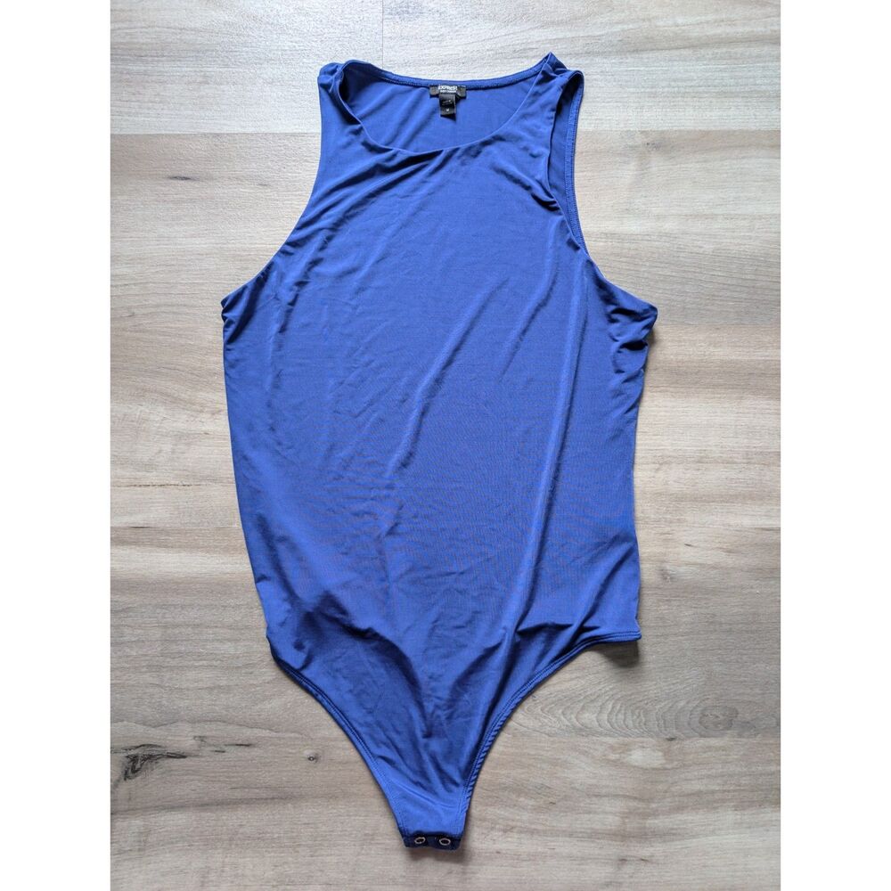 Express Body Contour Sleeveless Bodysuit in Blue, Medium (C2)